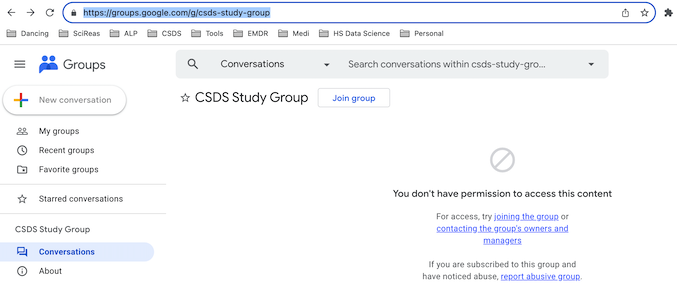 "Screenshot of Google Group"