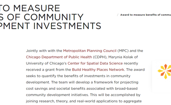 AWARD TO MEASURE BENEFITS OF COMMUNITY DEVELOPMENT INVESTMENTS