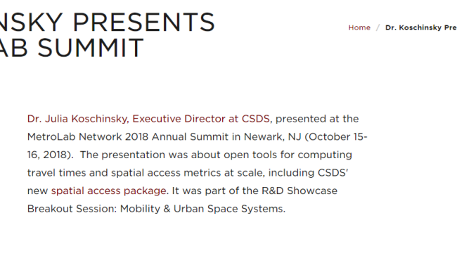 dr. koschinsky presents at metrolab summit
