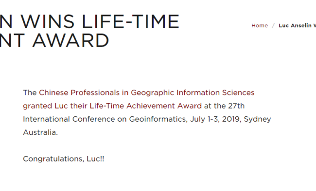 luc anselin wins life-time achievement award