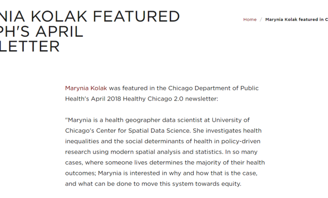 Marynia Kolak Featured in CDPH's April Newsletter